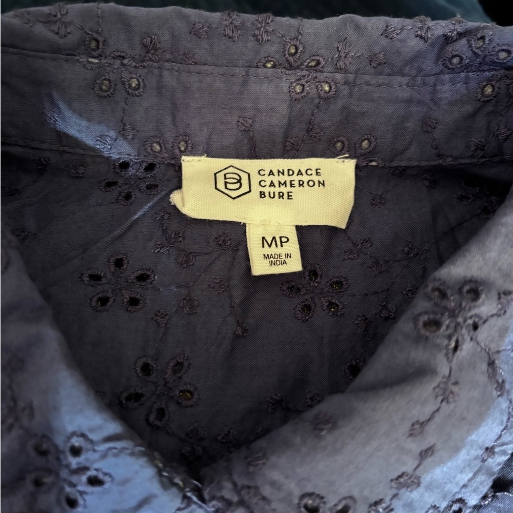 Candace Cameron Bure Dark Gray Embroidered Shirt 100% Cotton - Picture 4 of 4